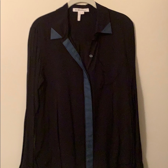 BCBGeneration Black blouse with blue polka dot trim - Picture 2 of 3